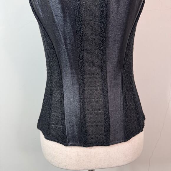 NWT La Perla Satin Corset Black Lace Panel Size IT 3 Goth Vampy Bustier - Picture 3 of 11
